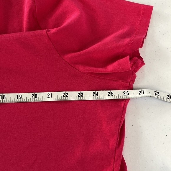 Talbots Tee 100% Pima Cotton Hot Pink Top Crew Neck Short Sleeve Barbiecore Soft - Picture 9 of 11